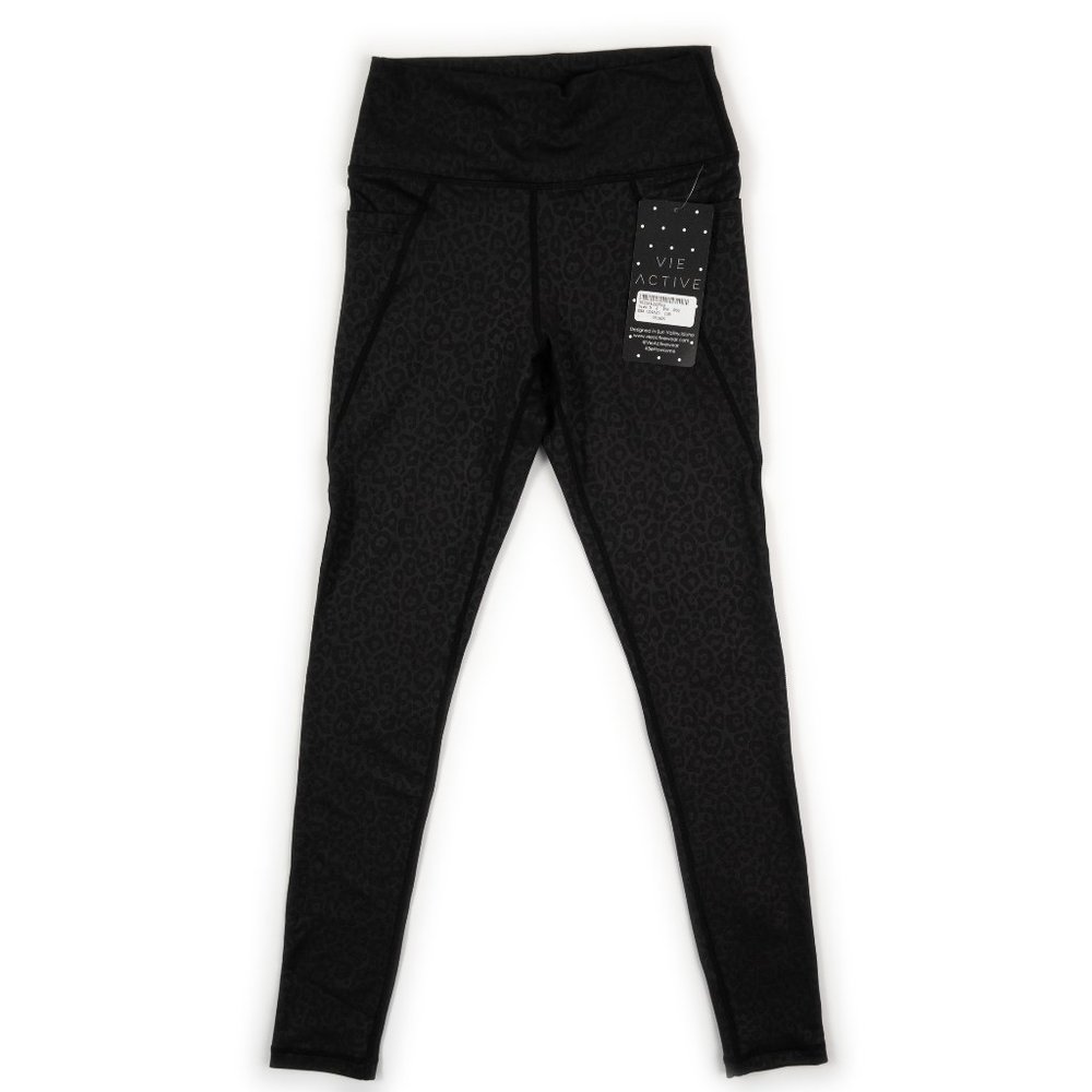 NEW VIE ACTIVE Lili Full Length yoga leggings in Black Leopard size S